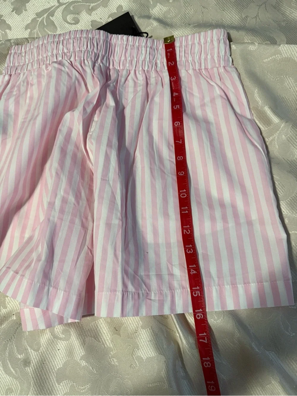 Brunette The Label Pink & White Striped Shorts SZ L - Picture 6 of 6